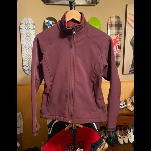 $120 Marmot Burgundy jacket shell zip up waterproof - Picture 2 of 8